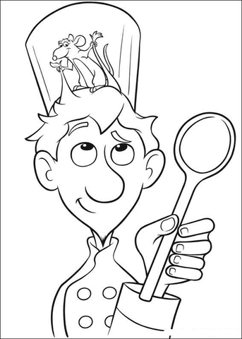 Linguini With Mouse On His Head  Coloring Page